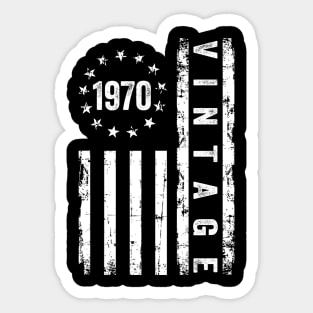 54 Years Old Gifts Vintage 1970 American Flag 54th Birthday Sticker